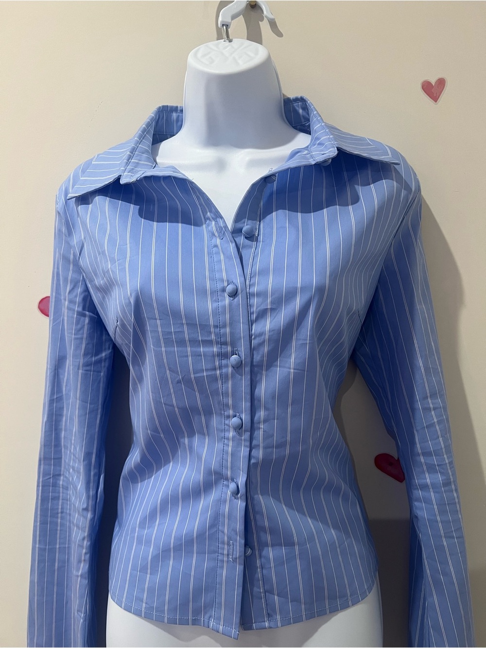 Princess Polly Blue Pinstripe Button-Down Shirt